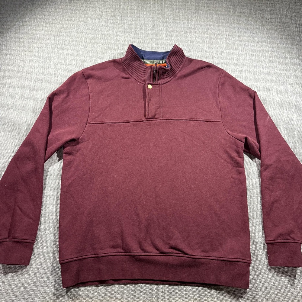 Orvis Sweater Mens XL Maroon Quarter Snap Mock Neck Pullover Casual Outdoors